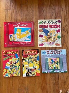 Lot Of 5 Simpson’s Books Comic Extravaganza/Spectacular/xmas Book/Rainy Day Etc